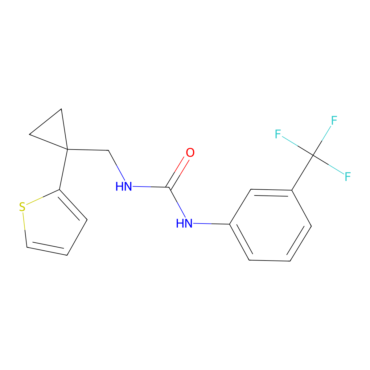 1-((1-(Thiophen-2-yl)cyclopropyl)methyl)-3-(3-(trifluoromethyl)phenyl)urea molecular structure, CAS 1207002-23-0