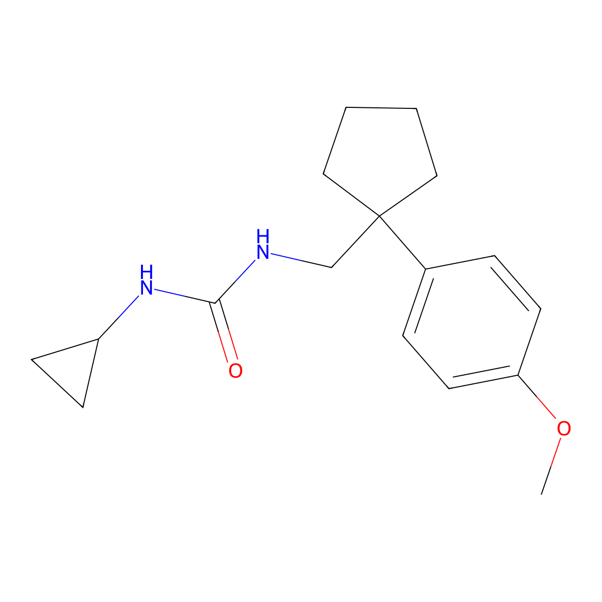 1-Cyclopropyl-3-((1-(4-methoxyphenyl)cyclopentyl)methyl)urea molecular structure, CAS 1207002-25-2