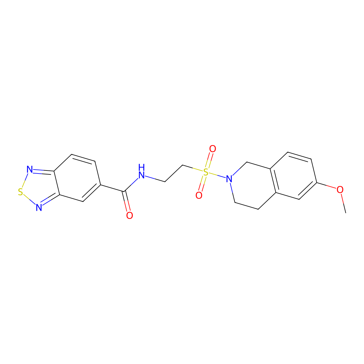 N-(2-((6-methoxy-3,4-dihydroisoquinolin-2(1H)-yl)sulfonyl)ethyl)benzo[c][1,2,5]thiadiazole-5-carboxamide molecular structure, CAS 1207002-26-3