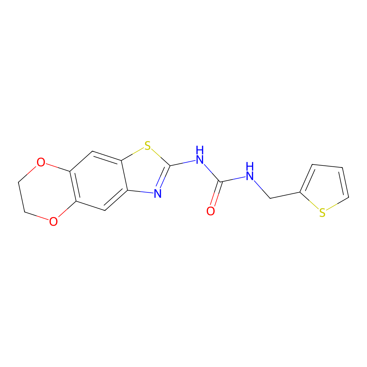 1-(6,7-Dihydro-[1,4]dioxino[2',3':4,5]benzo[1,2-d]thiazol-2-yl)-3-(thiophen-2-ylmethyl)urea molecular structure, CAS 1207002-29-6