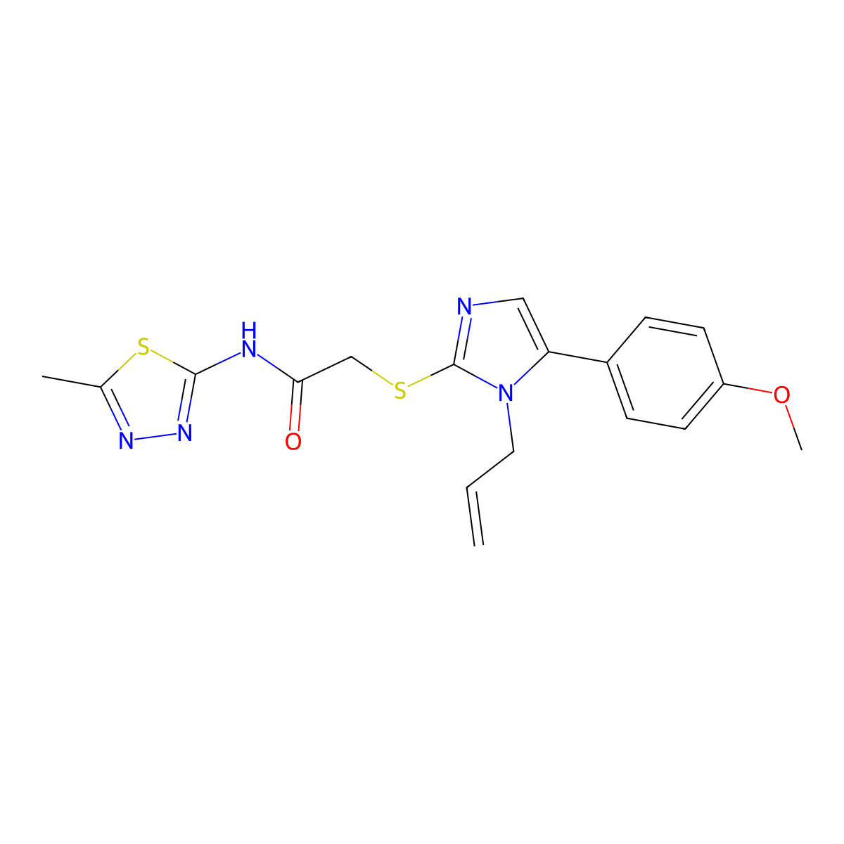 2-{[5-(4-methoxyphenyl)-1-(prop-2-en-1-yl)-1H-imidazol-2-yl]sulfanyl}-N-(5-methyl-1,3,4-thiadiazol-2-yl)acetamide molecular structure, CAS 1207002-33-2