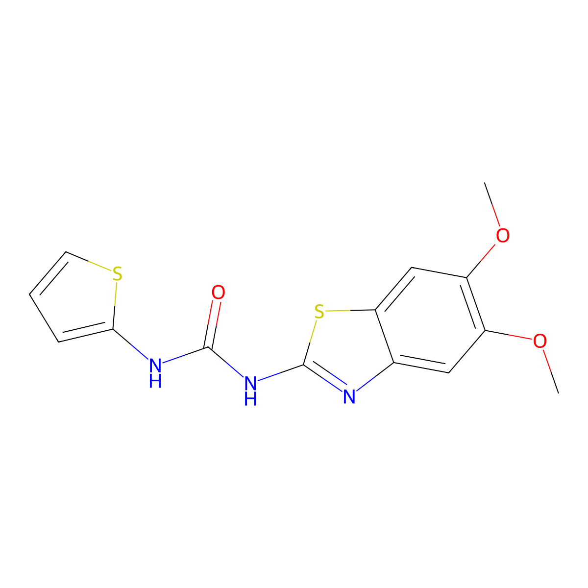 1-(5,6-Dimethoxybenzo[d]thiazol-2-yl)-3-(thiophen-2-yl)urea molecular structure, CAS 1207002-38-7