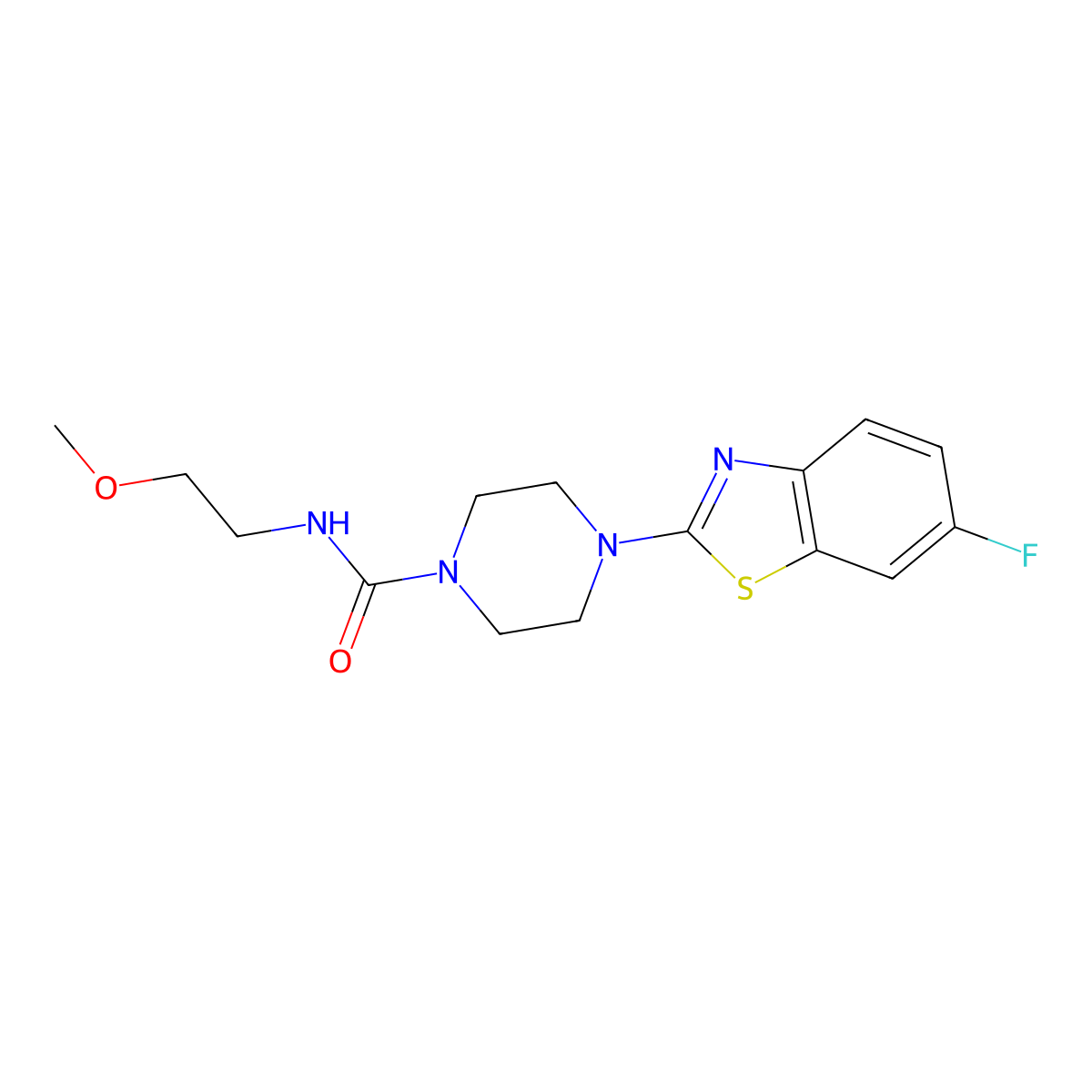 4-(6-fluorobenzo[d]thiazol-2-yl)-N-(2-methoxyethyl)piperazine-1-carboxamide molecular structure, CAS 1207002-51-4