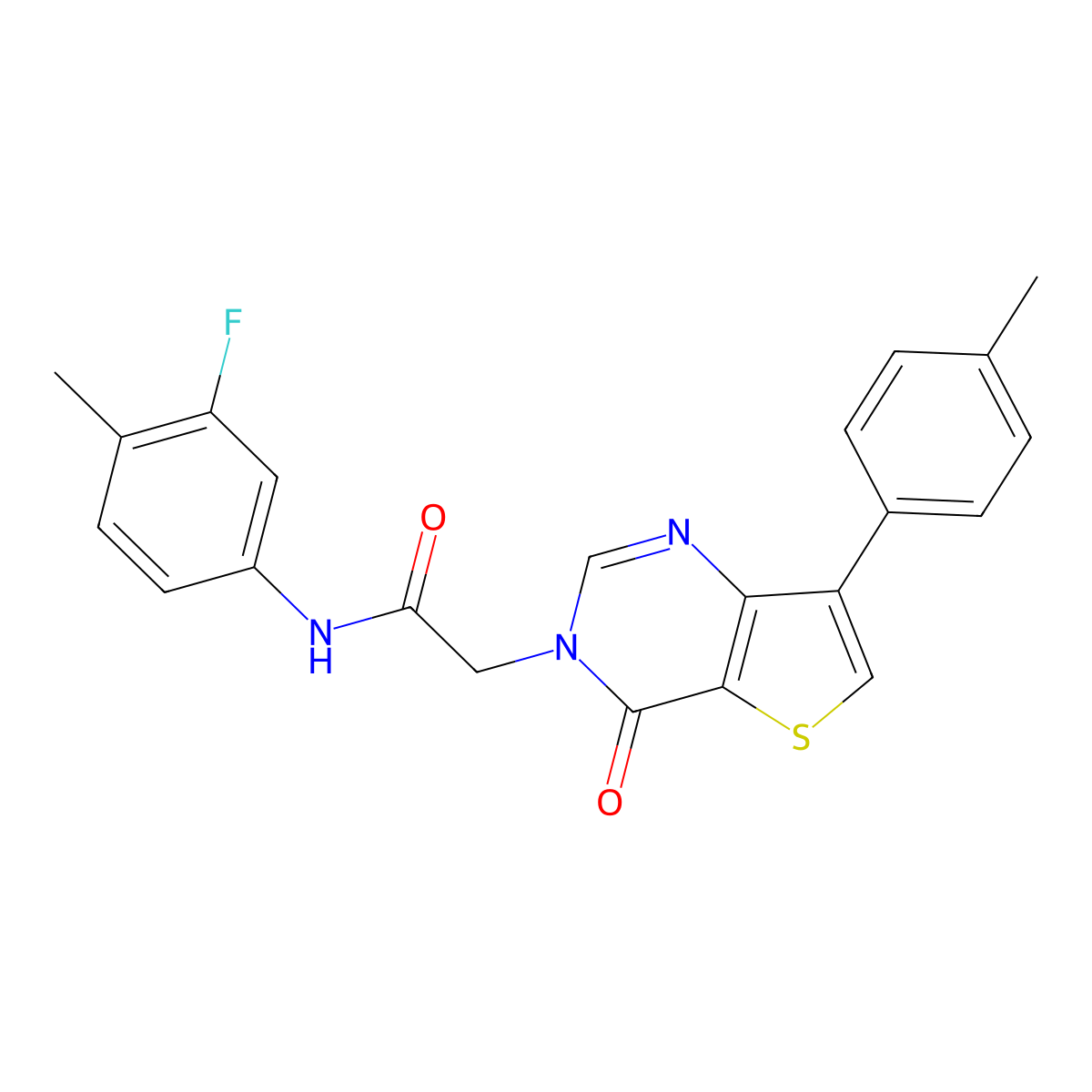N-(3-fluoro-4-methylphenyl)-2-[7-(4-methylphenyl)-4-oxothieno[3,2-d]pyrimidin-3(4H)-yl]acetamide molecular structure, CAS 1207002-53-6