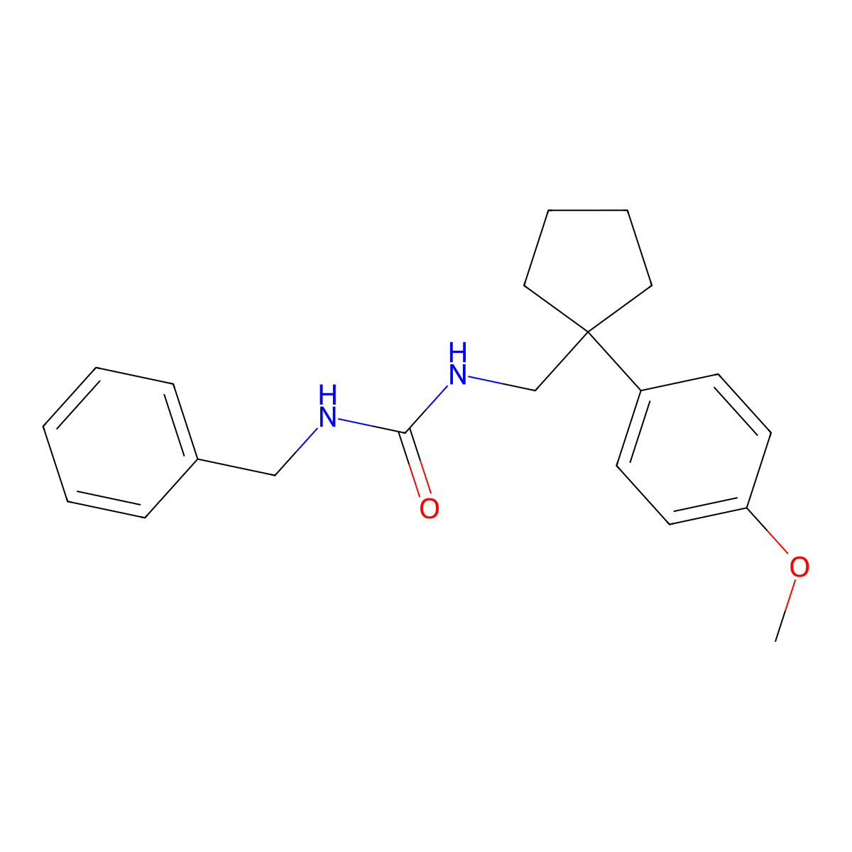 1-Benzyl-3-((1-(4-methoxyphenyl)cyclopentyl)methyl)urea molecular structure, CAS 1207002-57-0