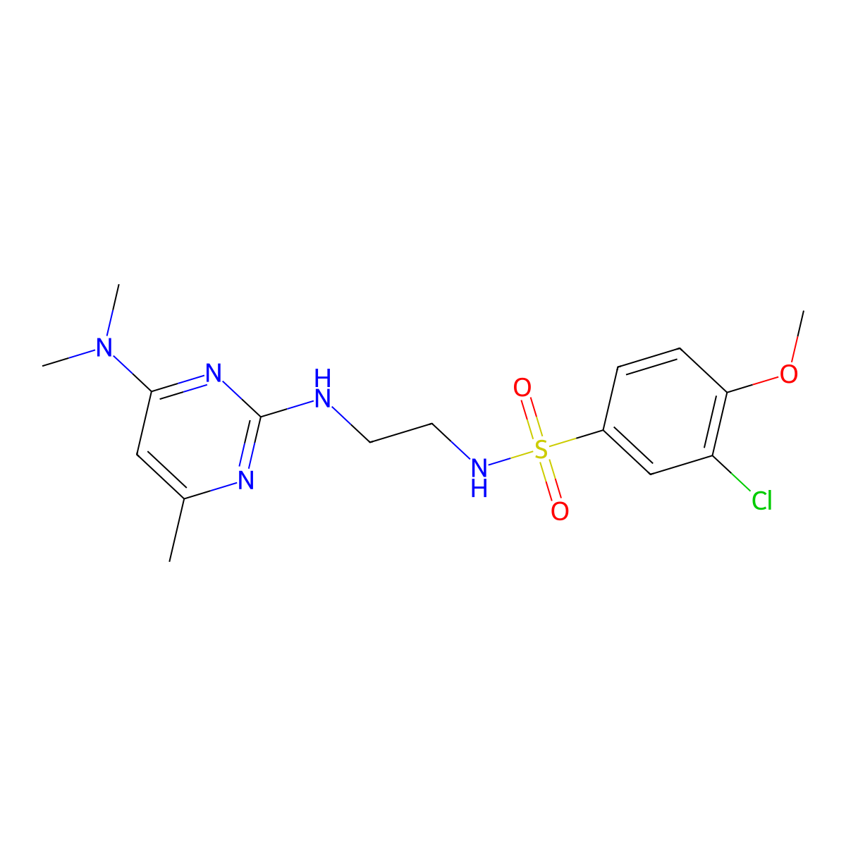 3-chloro-N-(2-((4-(dimethylamino)-6-methylpyrimidin-2-yl)amino)ethyl)-4-methoxybenzenesulfonamide molecular structure, CAS 1207002-63-8
