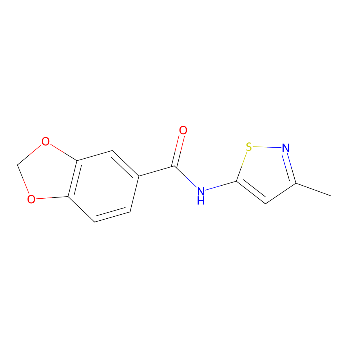 N-(3-methylisothiazol-5-yl)benzo[d][1,3]dioxole-5-carboxamide molecular structure, CAS 1207002-64-9