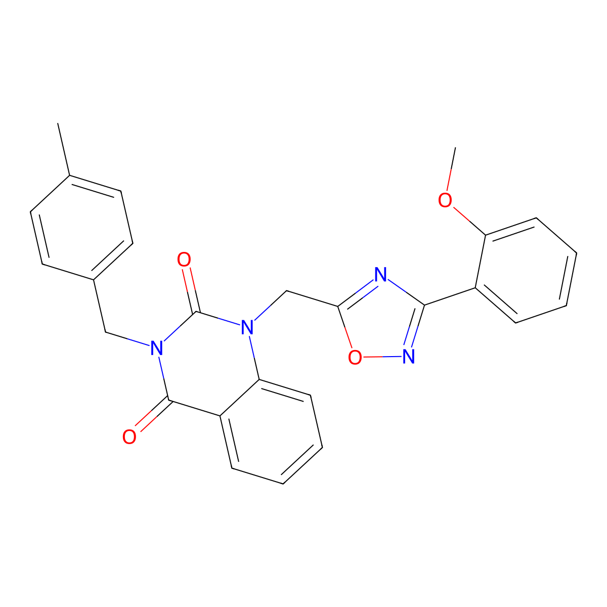 1-((3-(2-methoxyphenyl)-1,2,4-oxadiazol-5-yl)methyl)-3-(4-methylbenzyl)quinazoline-2,4(1H,3H)-dione molecular structure, CAS 1207002-66-1