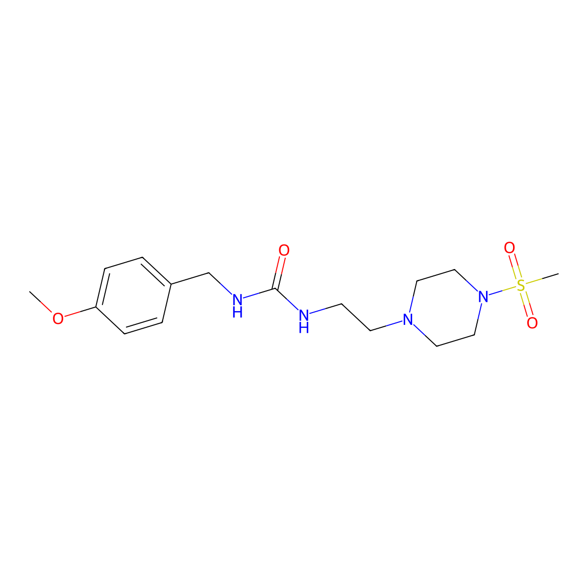 1-(4-Methoxybenzyl)-3-(2-(4-(methylsulfonyl)piperazin-1-yl)ethyl)urea molecular structure, CAS 1207002-68-3