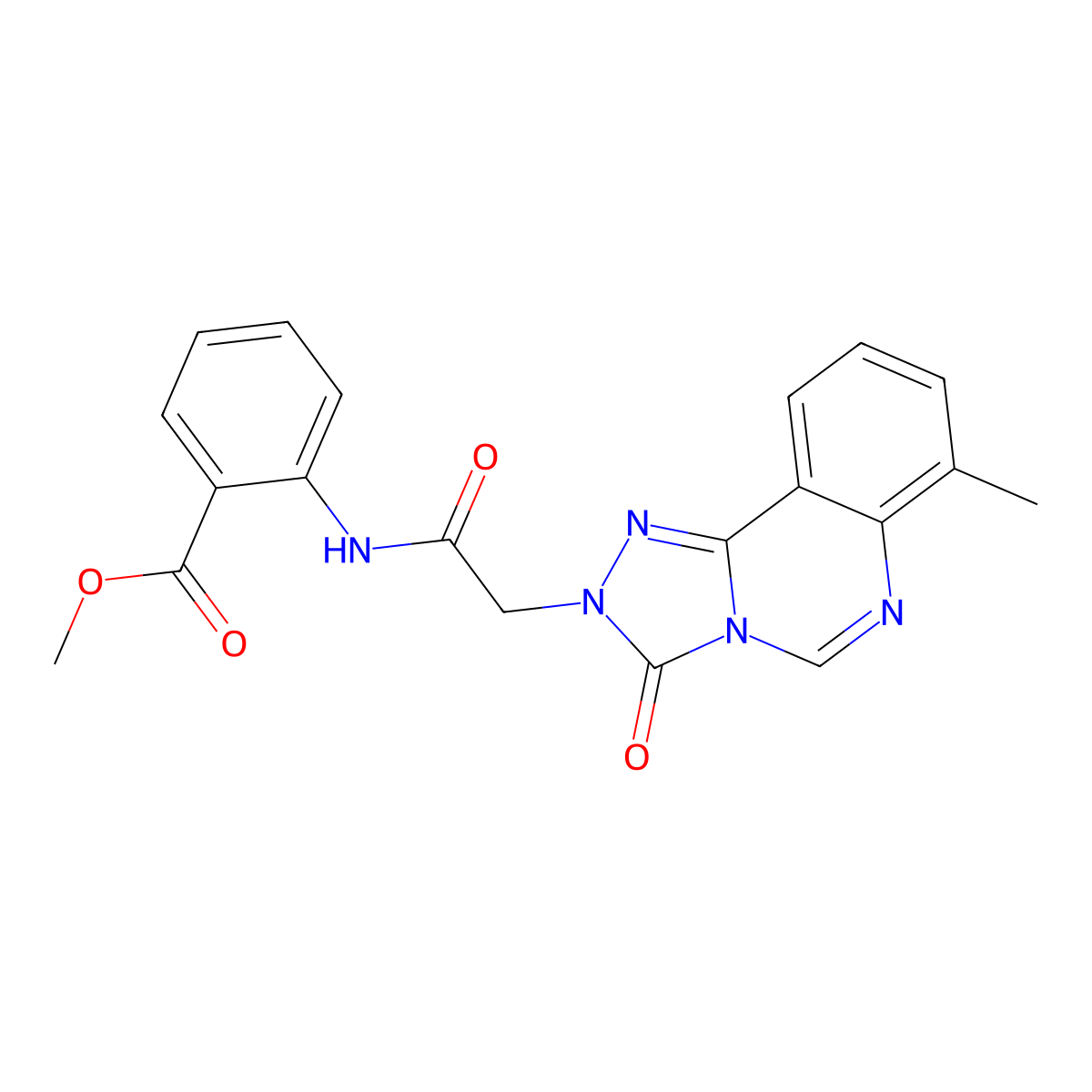 methyl 2-(2-{7-methyl-3-oxo-2H,3H-[1,2,4]triazolo[4,3-c]quinazolin-2-yl}acetamido)benzoate molecular structure, CAS 1207002-70-7