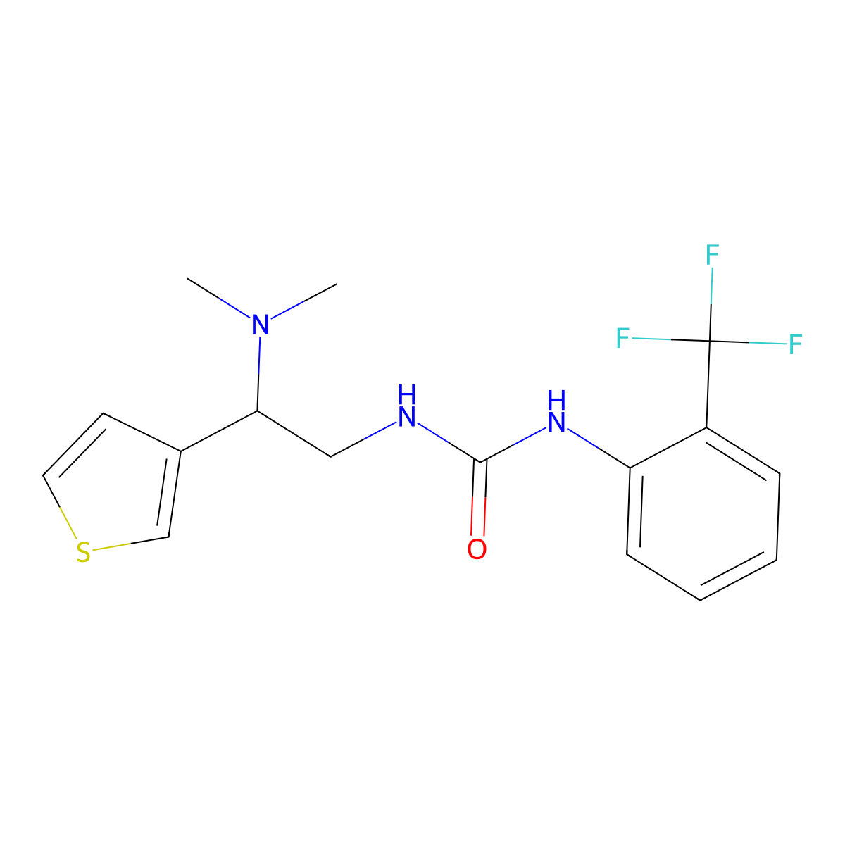 1-(2-(Dimethylamino)-2-(thiophen-3-yl)ethyl)-3-(2-(trifluoromethyl)phenyl)urea molecular structure, CAS 1207002-74-1