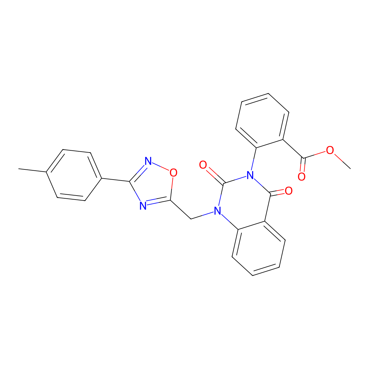 methyl 2-[1-{[3-(4-methylphenyl)-1,2,4-oxadiazol-5-yl]methyl}-2,4-dioxo-1,4-dihydroquinazolin-3(2H)-yl]benzoate molecular structure, CAS 1207002-78-5