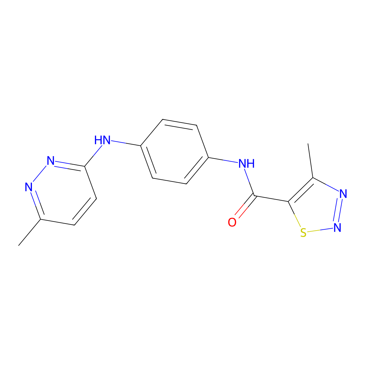 4-methyl-N-{4-[(6-methylpyridazin-3-yl)amino]phenyl}-1,2,3-thiadiazole-5-carboxamide molecular structure, CAS 1207002-86-5