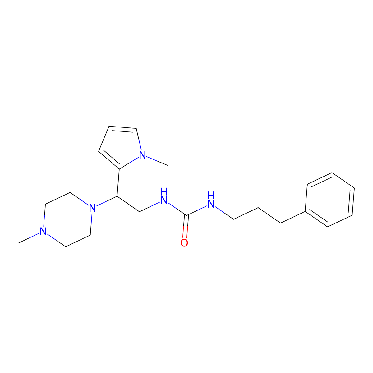 1-(2-(1-methyl-1H-pyrrol-2-yl)-2-(4-methylpiperazin-1-yl)ethyl)-3-(3-phenylpropyl)urea molecular structure, CAS 1207002-93-4