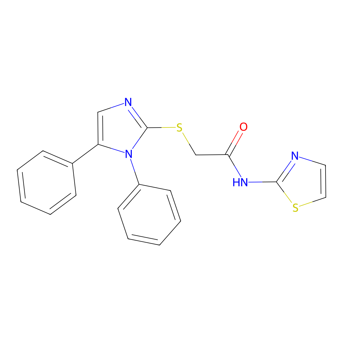2-((1,5-diphenyl-1H-imidazol-2-yl)thio)-N-(thiazol-2-yl)acetamide molecular structure, CAS 1207002-96-7