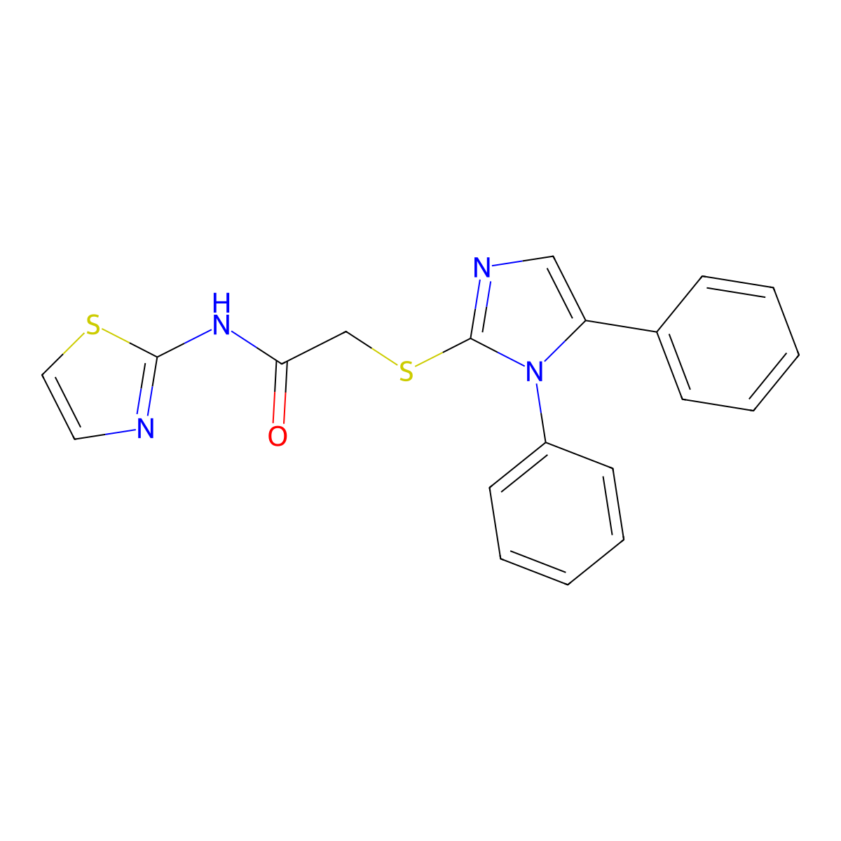 2-((1,5-diphenyl-1H-imidazol-2-yl)thio)-N-(thiazol-2-yl)acetamide molecular structure, CAS 1207002-96-7