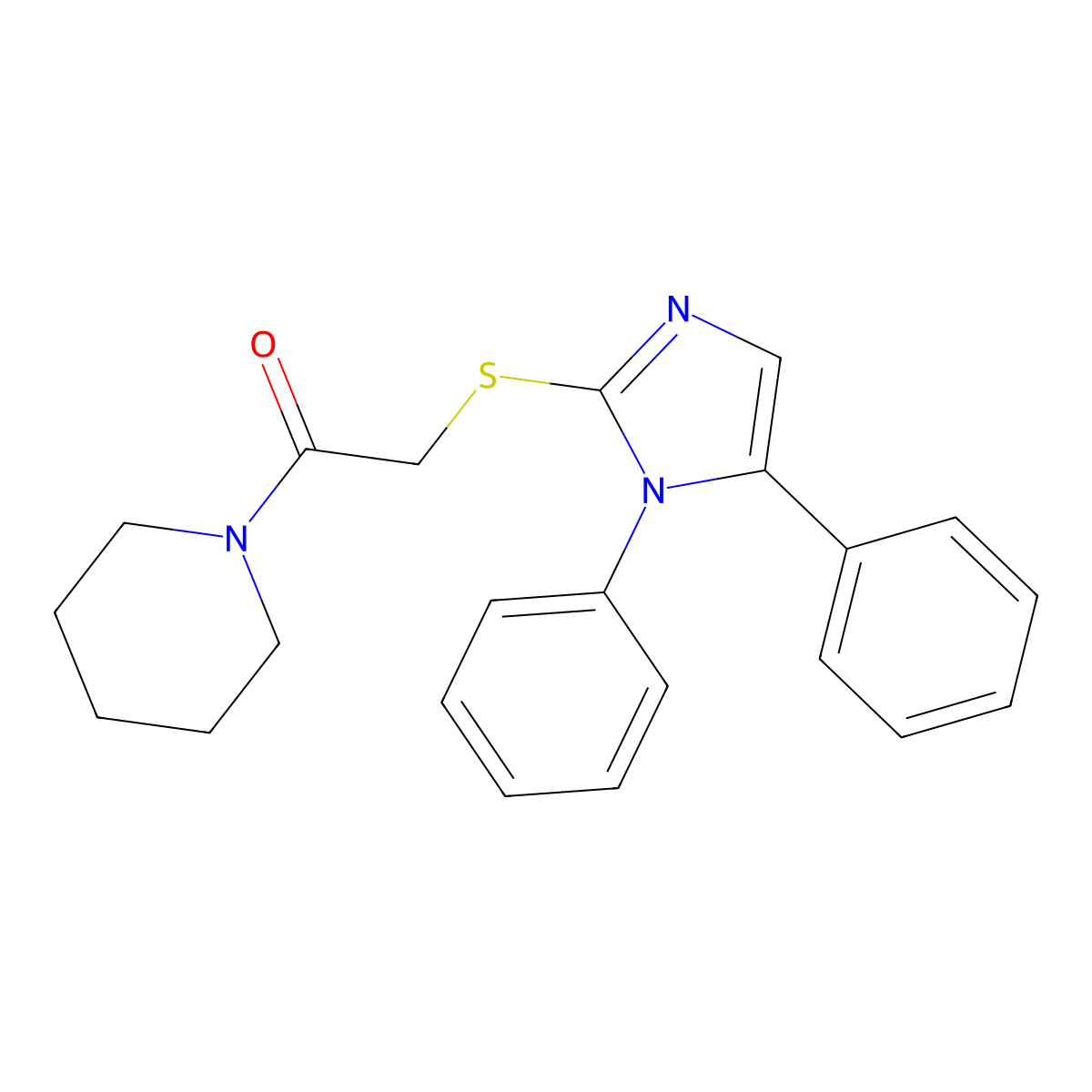 2-((1,5-diphenyl-1H-imidazol-2-yl)thio)-1-(piperidin-1-yl)ethanone molecular structure, CAS 1207003-01-7