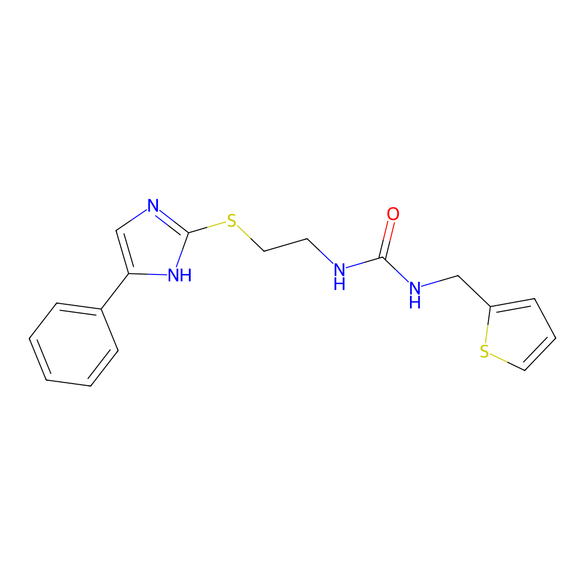 1-(2-((4-phenyl-1H-imidazol-2-yl)thio)ethyl)-3-(thiophen-2-ylmethyl)urea molecular structure, CAS 1207003-05-1