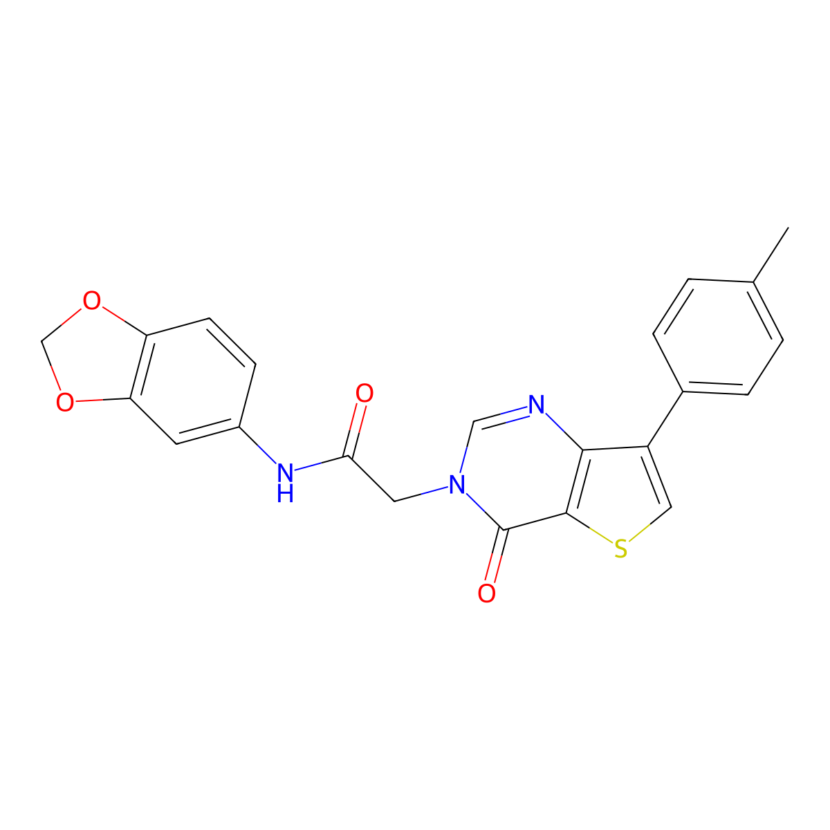 N-1,3-benzodioxol-5-yl-2-[7-(4-methylphenyl)-4-oxothieno[3,2-d]pyrimidin-3(4H)-yl]acetamide molecular structure, CAS 1207003-11-9
