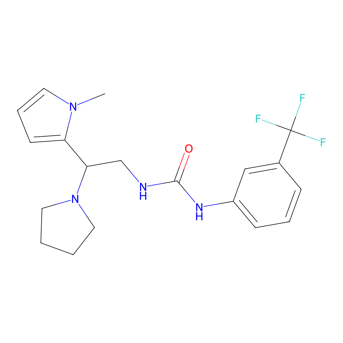 1-(2-(1-methyl-1H-pyrrol-2-yl)-2-(pyrrolidin-1-yl)ethyl)-3-(3-(trifluoromethyl)phenyl)urea molecular structure, CAS 1207003-14-2