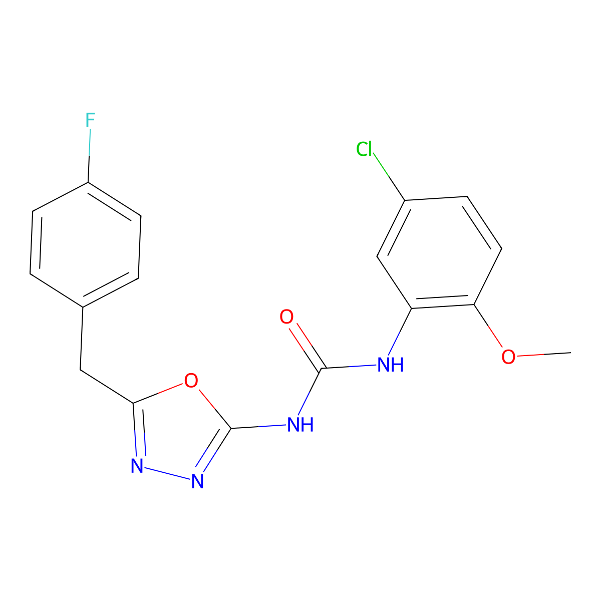 1-(5-Chloro-2-methoxyphenyl)-3-(5-(4-fluorobenzyl)-1,3,4-oxadiazol-2-yl)urea molecular structure, CAS 1207003-15-3