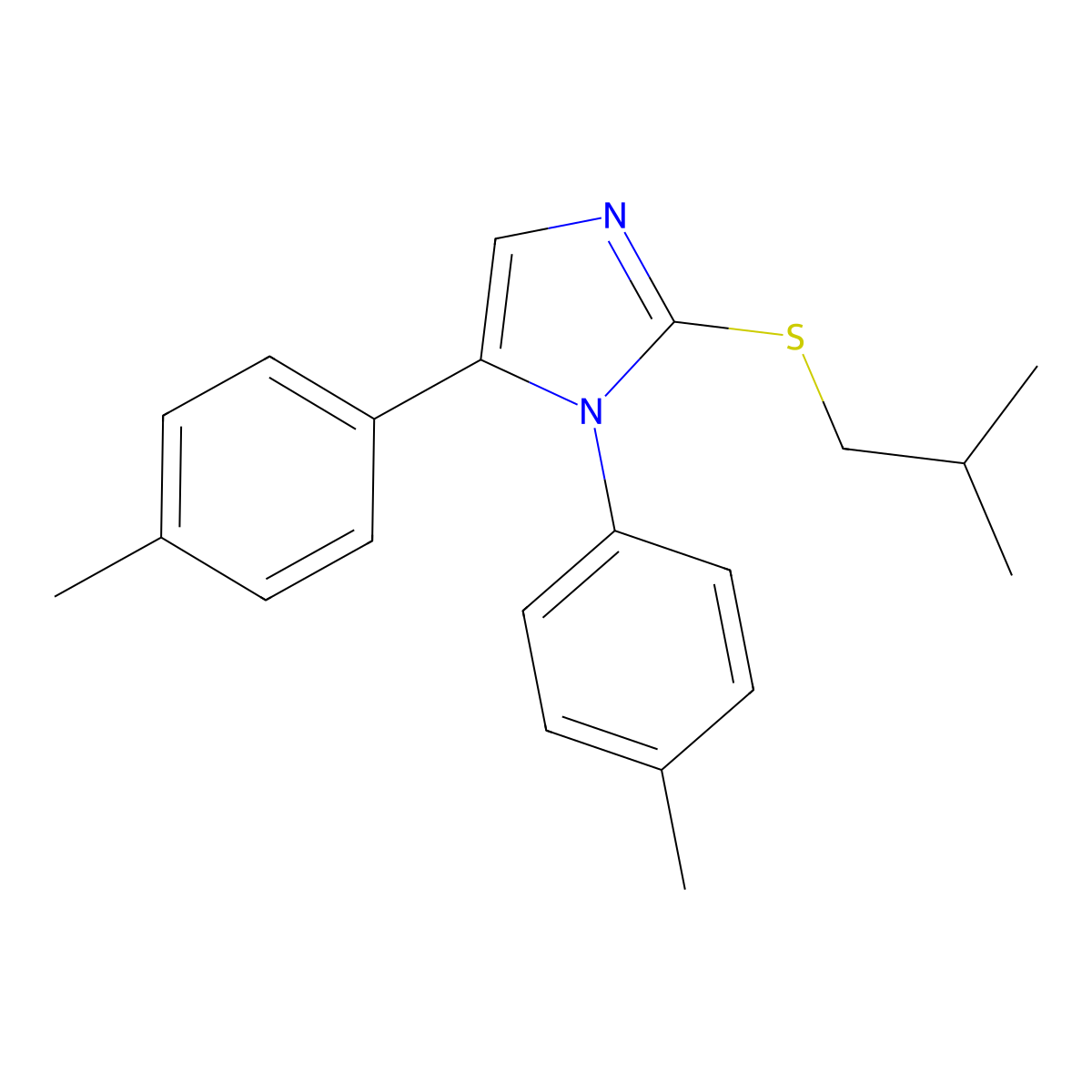 2-(isobutylthio)-1,5-di-p-tolyl-1H-imidazole molecular structure, CAS 1207003-19-7