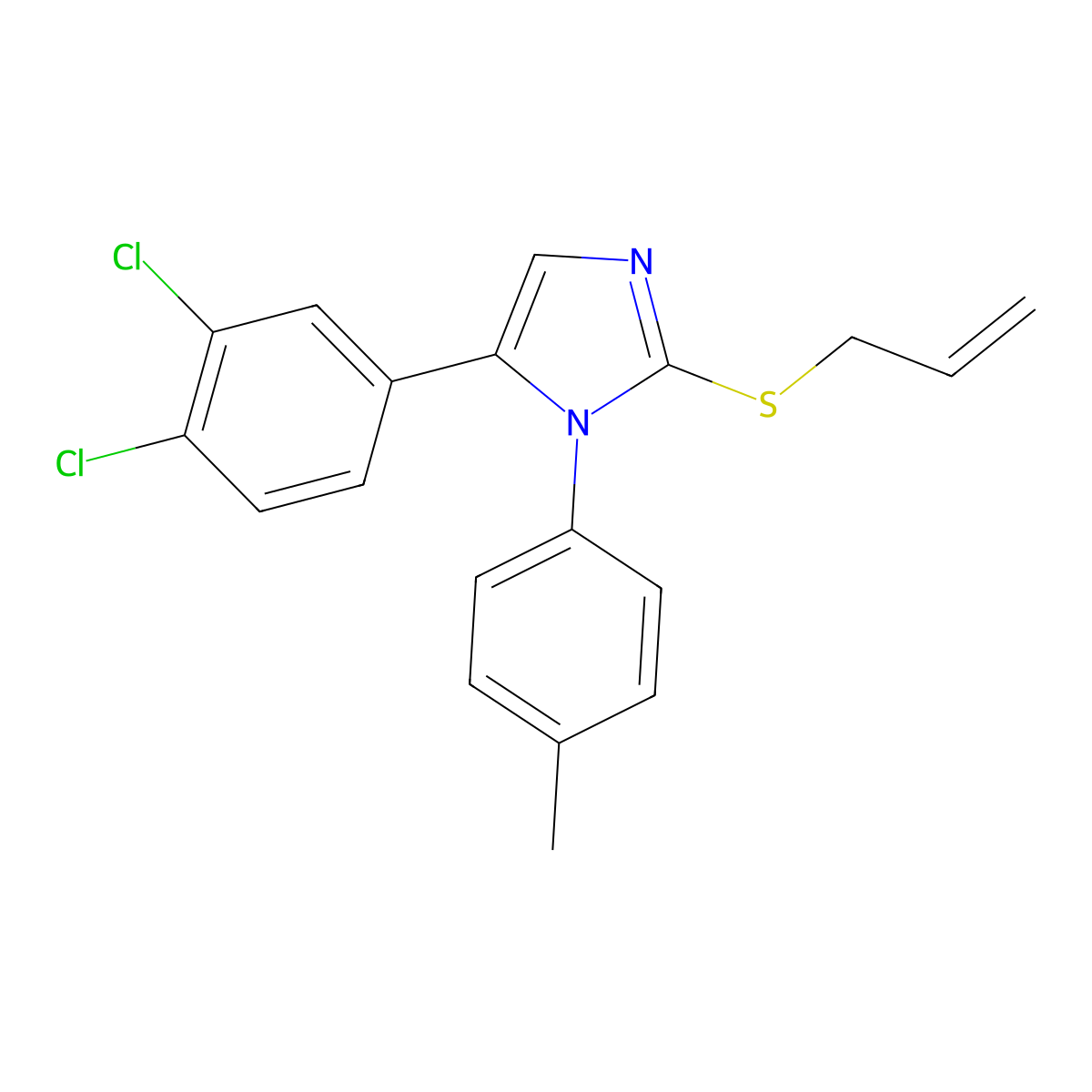 2-(allylthio)-5-(3,4-dichlorophenyl)-1-(p-tolyl)-1H-imidazole molecular structure, CAS 1207003-23-3