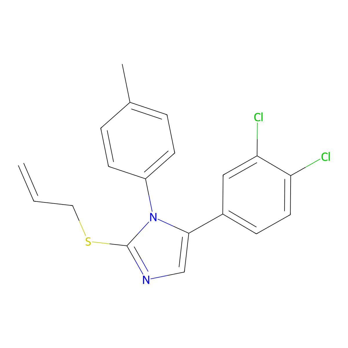 2-(allylthio)-5-(3,4-dichlorophenyl)-1-(p-tolyl)-1H-imidazole molecular structure, CAS 1207003-23-3