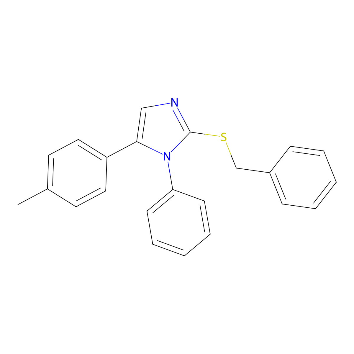 2-(benzylthio)-1-phenyl-5-(p-tolyl)-1H-imidazole molecular structure, CAS 1207003-25-5