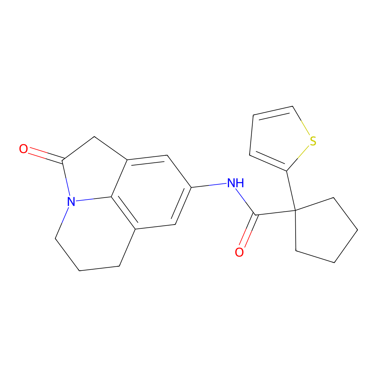 N-{2-oxo-1-azatricyclo[6.3.1.0^{4,12}]dodeca-4(12),5,7-trien-6-yl}-1-(thiophen-2-yl)cyclopentane-1-carboxamide molecular structure, CAS 1207003-27-7