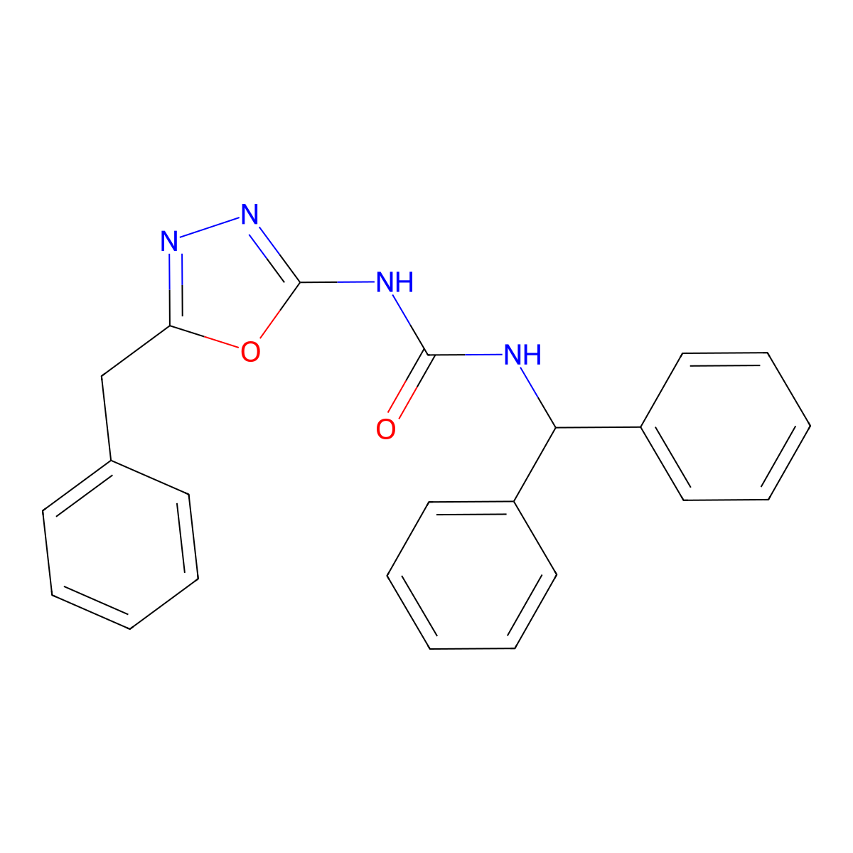 1-Benzhydryl-3-(5-benzyl-1,3,4-oxadiazol-2-yl)urea molecular structure, CAS 1207003-29-9