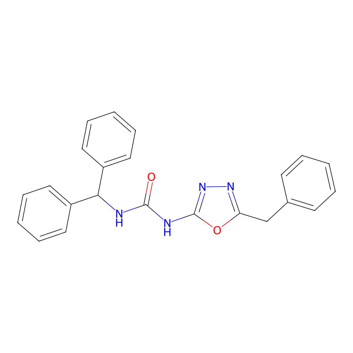 1-Benzhydryl-3-(5-benzyl-1,3,4-oxadiazol-2-yl)urea molecular structure, CAS 1207003-29-9