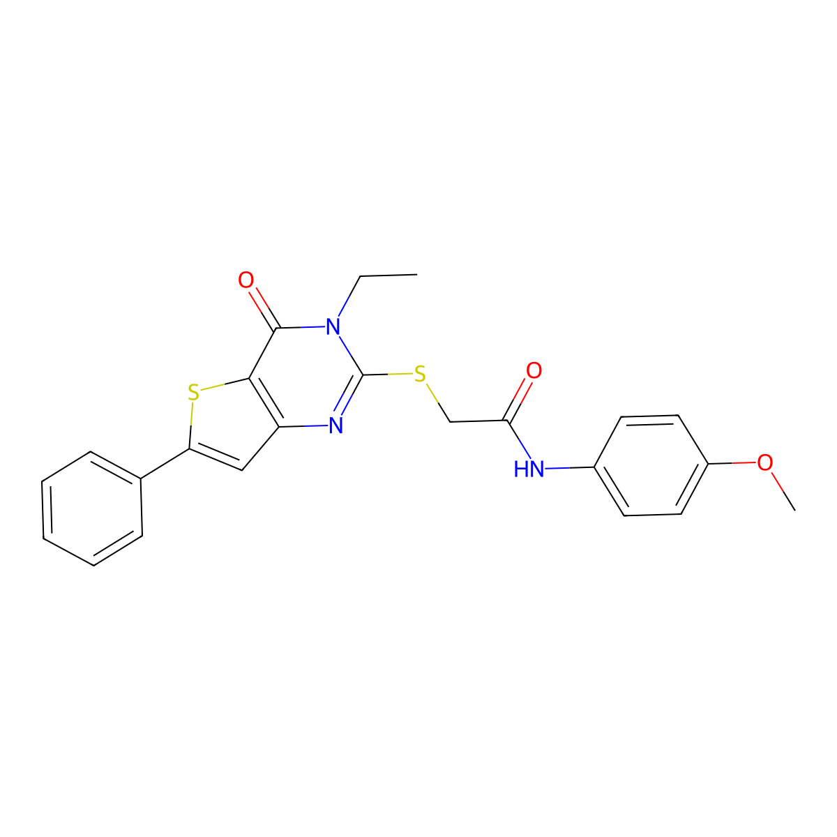 2-((3-ethyl-4-oxo-6-phenyl-3,4-dihydrothieno[3,2-d]pyrimidin-2-yl)thio)-N-(4-methoxyphenyl)acetamide molecular structure, CAS 1207003-31-3