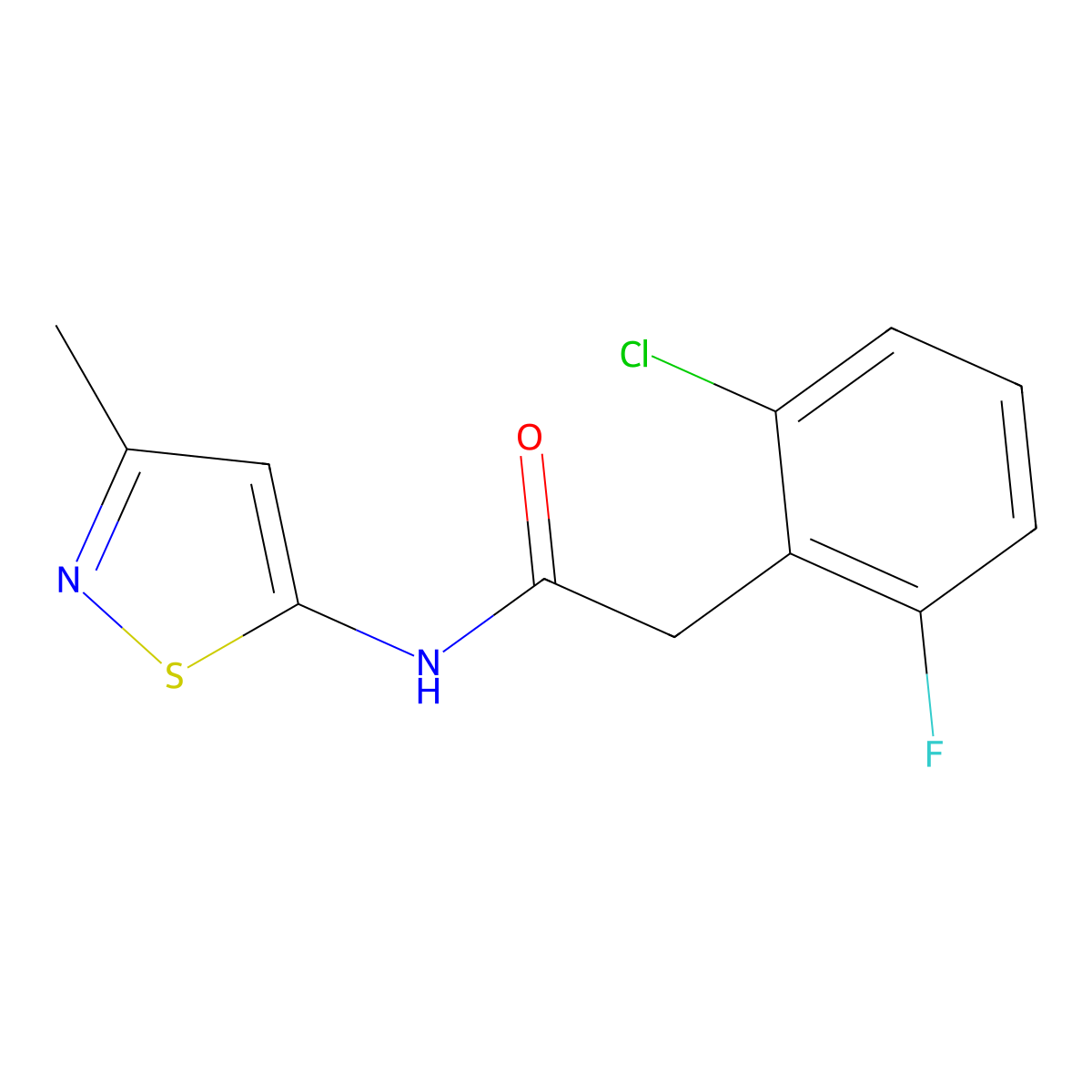 2-(2-chloro-6-fluorophenyl)-N-(3-methyl-1,2-thiazol-5-yl)acetamide molecular structure, CAS 1207003-35-7