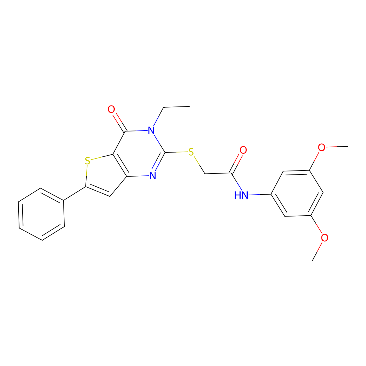 N-(3,5-dimethoxyphenyl)-2-({3-ethyl-4-oxo-6-phenyl-3H,4H-thieno[3,2-d]pyrimidin-2-yl}sulfanyl)acetamide molecular structure, CAS 1207003-37-9