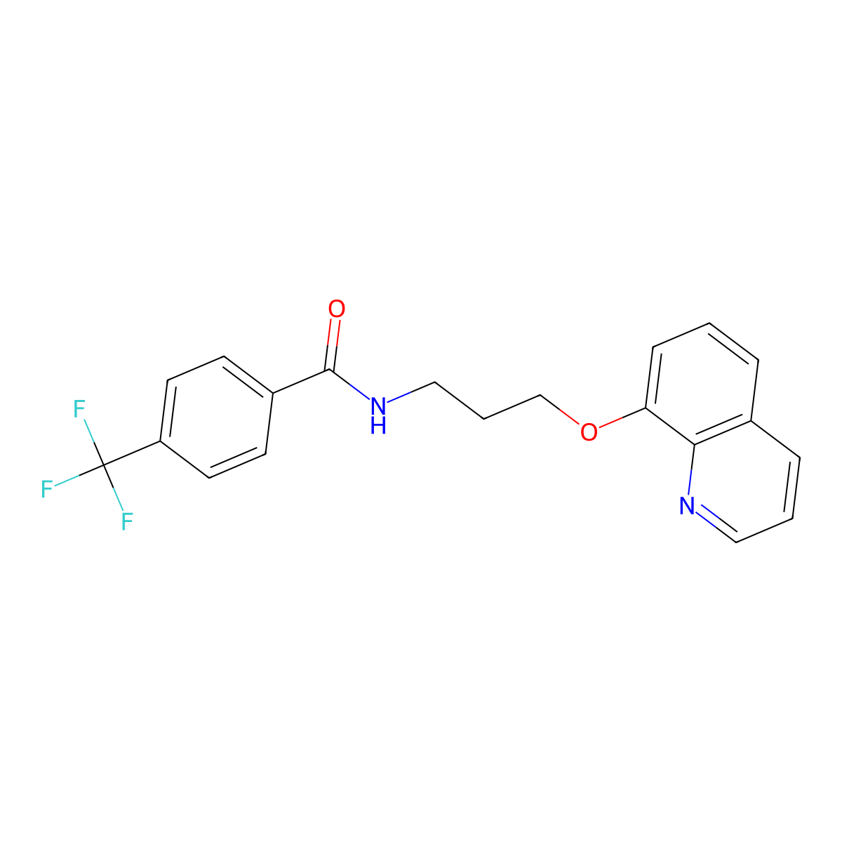 N-[3-(quinolin-8-yloxy)propyl]-4-(trifluoromethyl)benzamide molecular structure, CAS 1207003-42-6