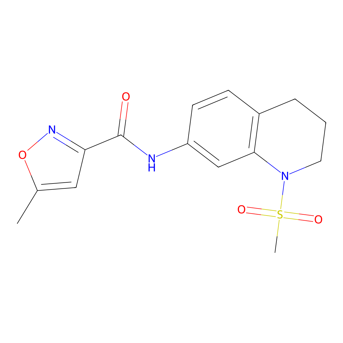 5-methyl-N-(1-(methylsulfonyl)-1,2,3,4-tetrahydroquinolin-7-yl)isoxazole-3-carboxamide molecular structure, CAS 1207003-48-2