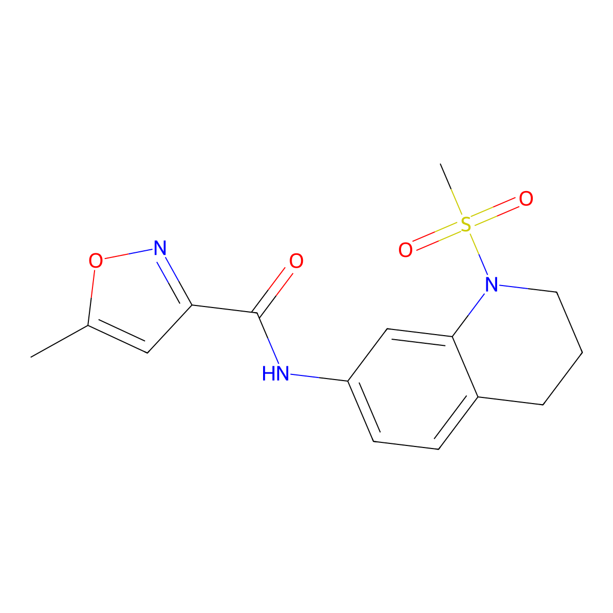 5-methyl-N-(1-(methylsulfonyl)-1,2,3,4-tetrahydroquinolin-7-yl)isoxazole-3-carboxamide molecular structure, CAS 1207003-48-2