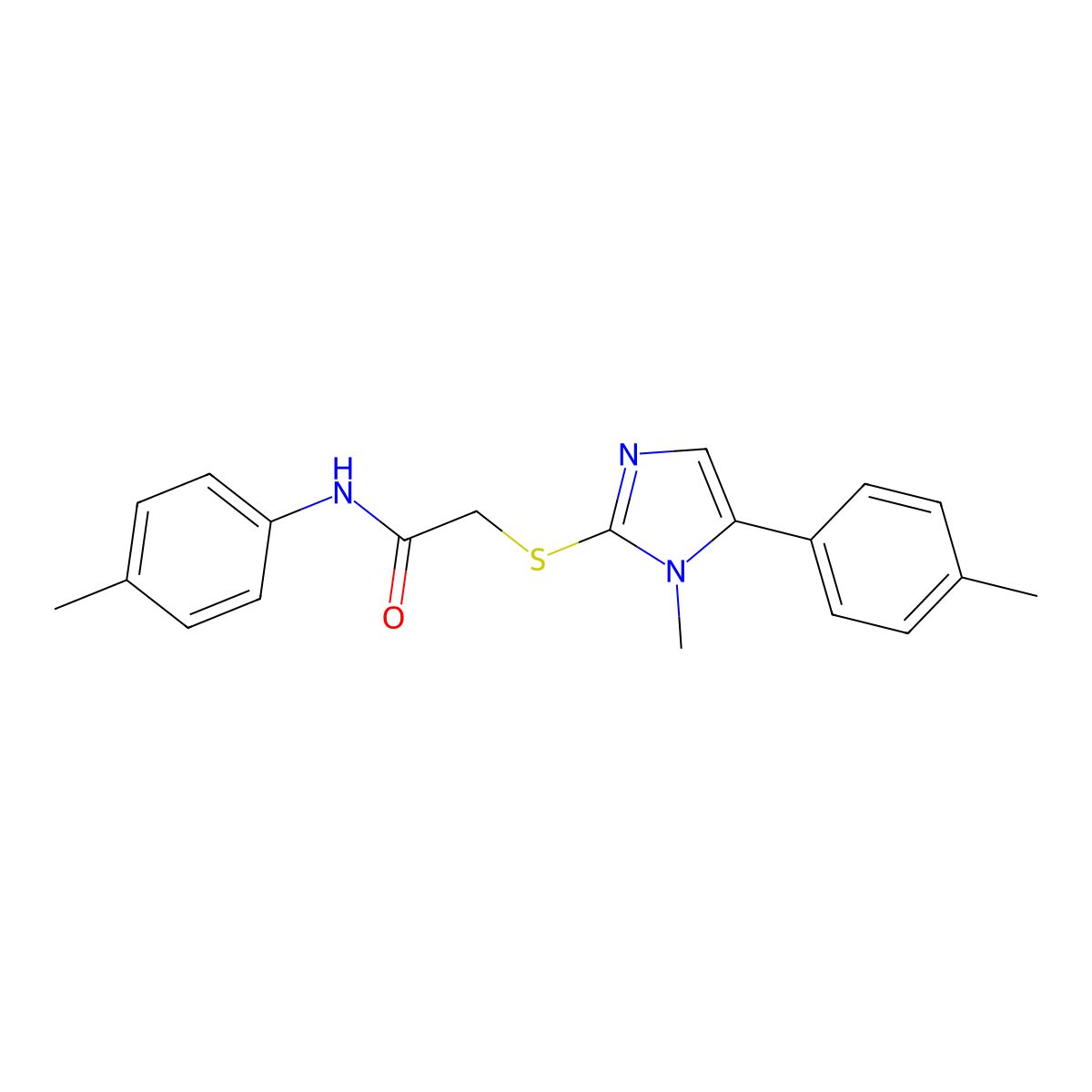 2-((1-methyl-5-(p-tolyl)-1H-imidazol-2-yl)thio)-N-(p-tolyl)acetamide molecular structure, CAS 1207003-51-7