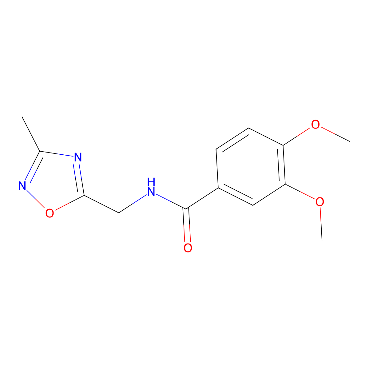 3,4-dimethoxy-N-[(3-methyl-1,2,4-oxadiazol-5-yl)methyl]benzamide molecular structure, CAS 1207003-56-2