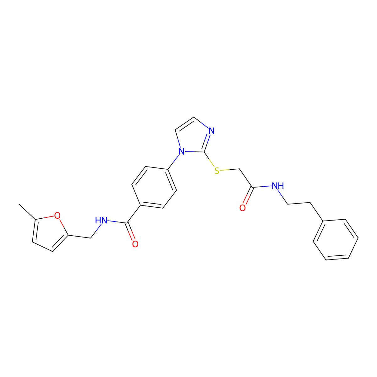 N-[(5-methylfuran-2-yl)methyl]-4-[2-({[(2-phenylethyl)carbamoyl]methyl}sulfanyl)-1H-imidazol-1-yl]benzamide molecular structure, CAS 1207003-59-5