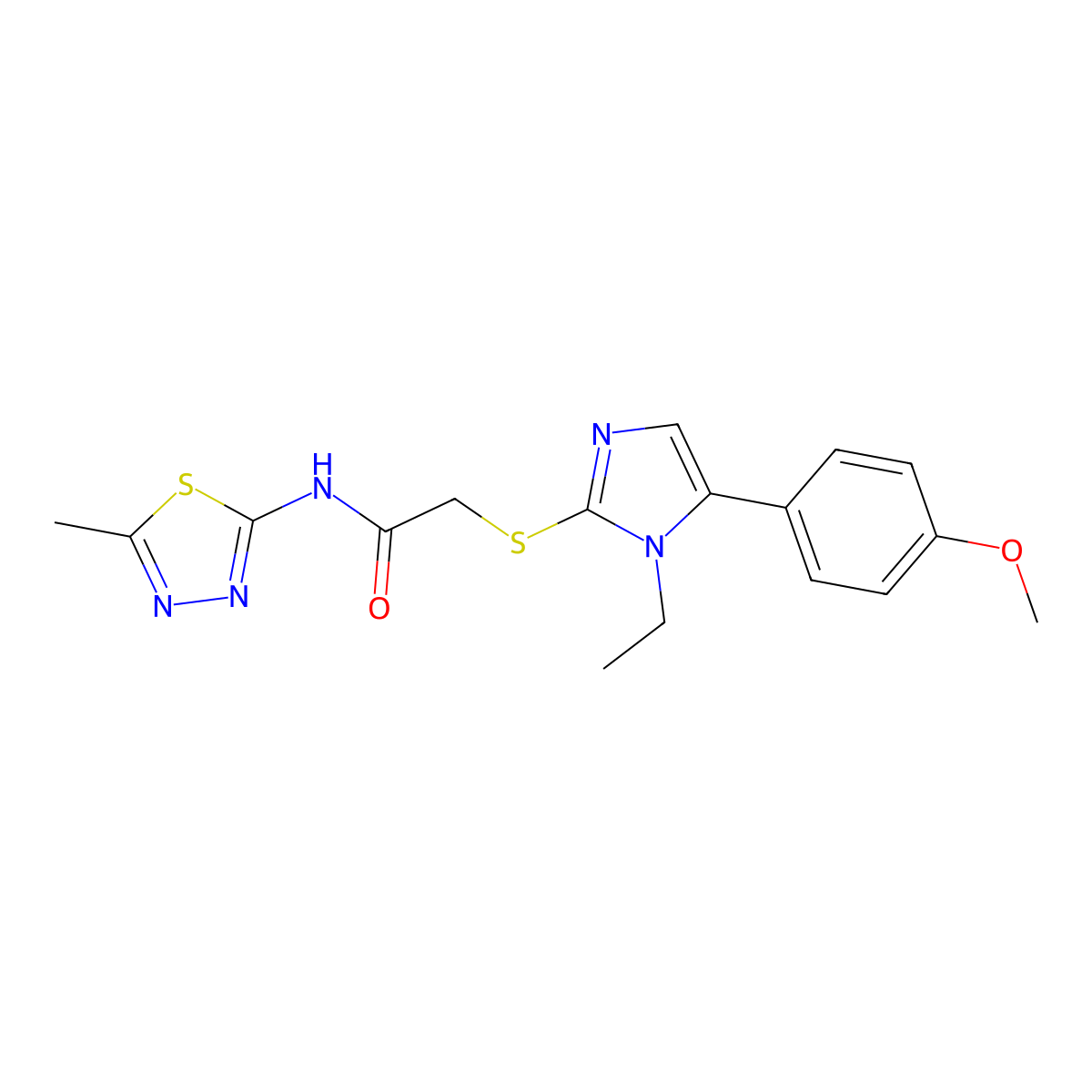 2-((1-ethyl-5-(4-methoxyphenyl)-1H-imidazol-2-yl)thio)-N-(5-methyl-1,3,4-thiadiazol-2-yl)acetamide molecular structure, CAS 1207003-60-8