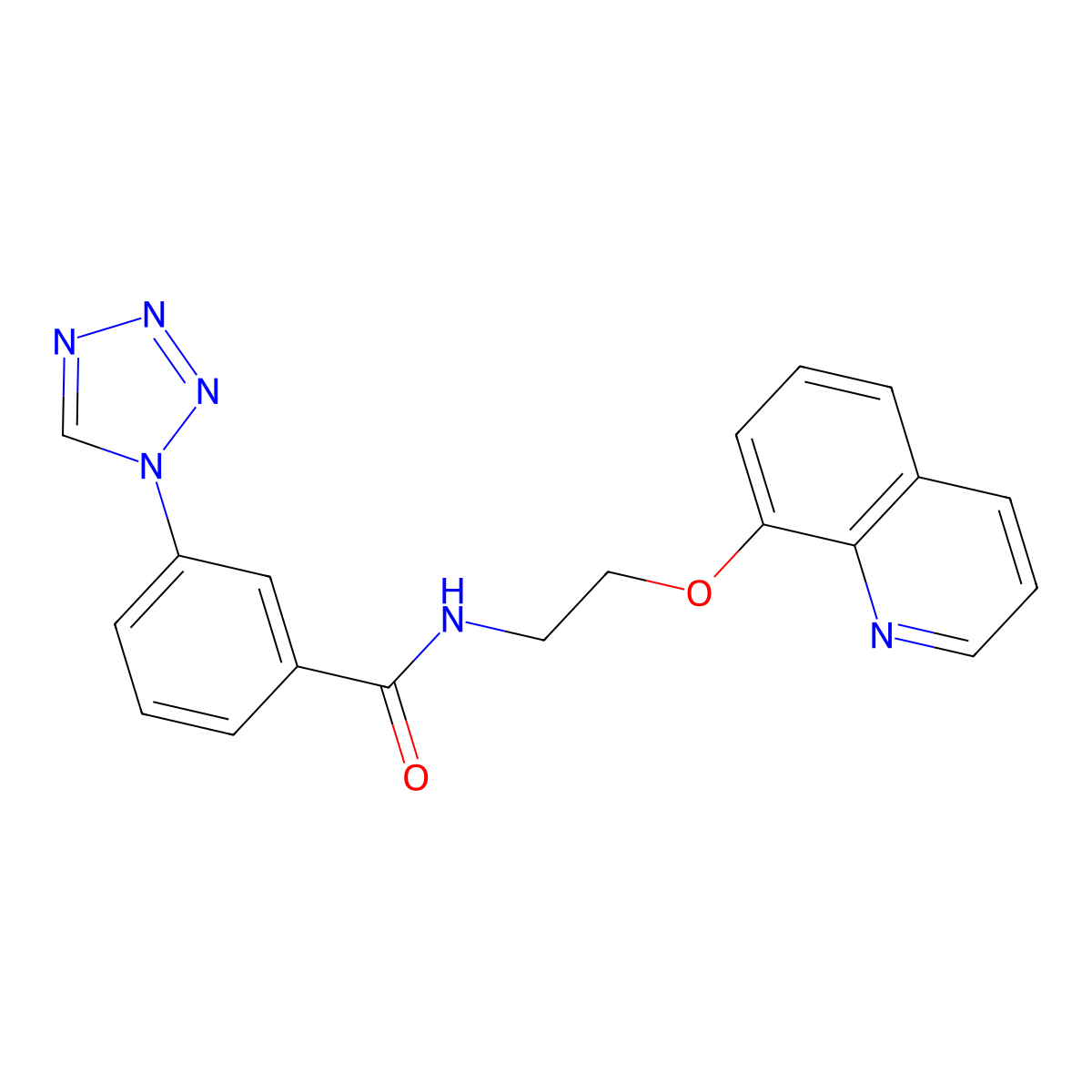 N-(2-(quinolin-8-yloxy)ethyl)-3-(1H-tetrazol-1-yl)benzamide molecular structure, CAS 1207003-66-4
