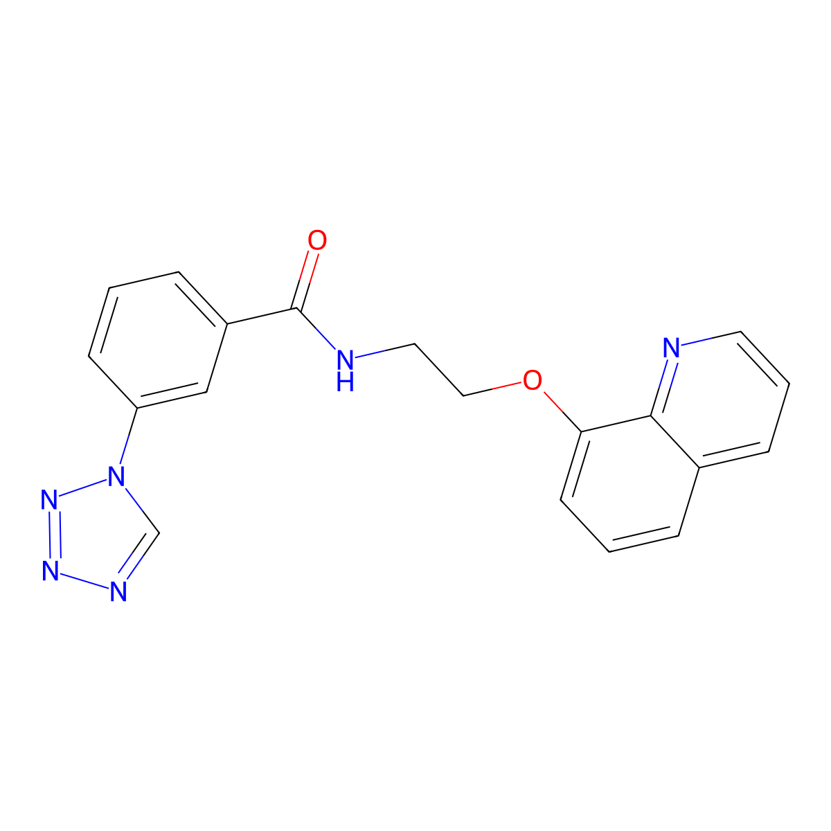 N-(2-(quinolin-8-yloxy)ethyl)-3-(1H-tetrazol-1-yl)benzamide molecular structure, CAS 1207003-66-4