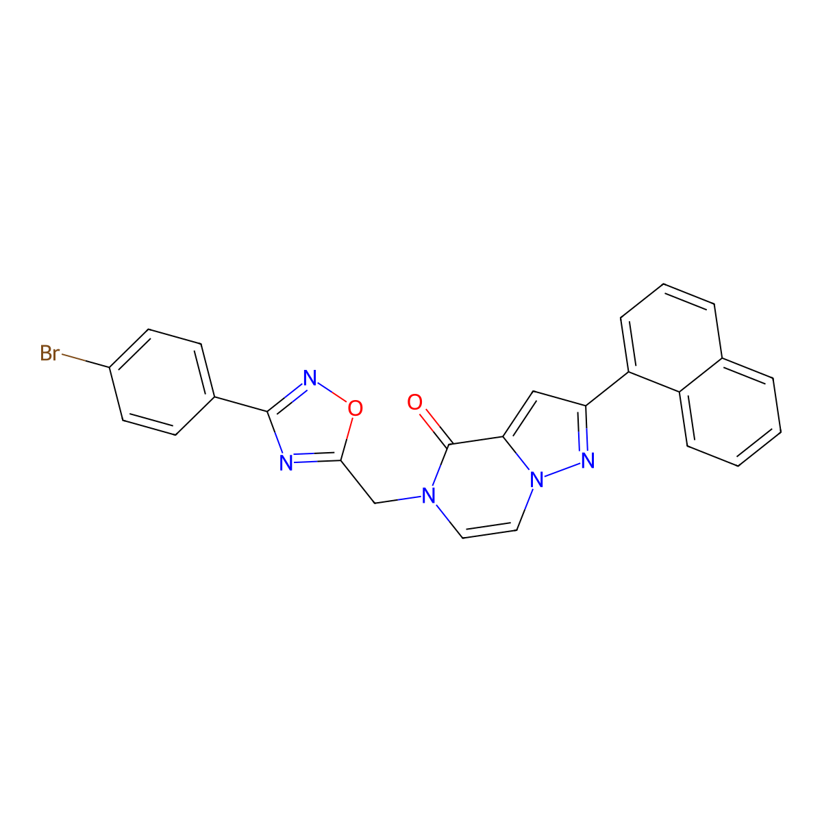 5-((3-(4-bromophenyl)-1,2,4-oxadiazol-5-yl)methyl)-2-(naphthalen-1-yl)pyrazolo[1,5-a]pyrazin-4(5H)-one molecular structure, CAS 1207003-68-6