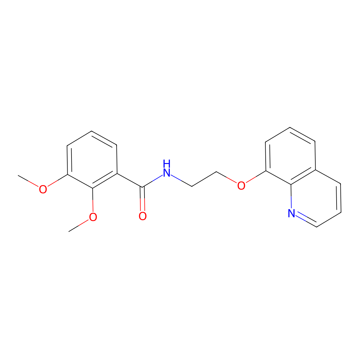 2,3-dimethoxy-N-(2-(quinolin-8-yloxy)ethyl)benzamide molecular structure, CAS 1207003-73-3