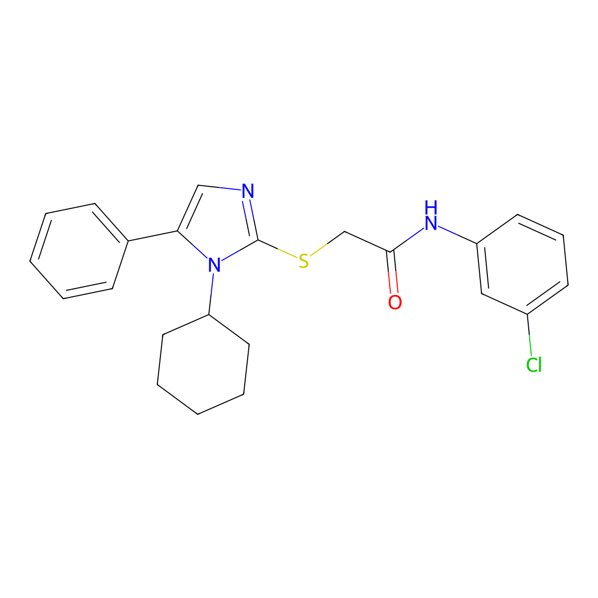 N-(3-chlorophenyl)-2-[(1-cyclohexyl-5-phenyl-1H-imidazol-2-yl)sulfanyl]acetamide molecular structure, CAS 1207003-75-5