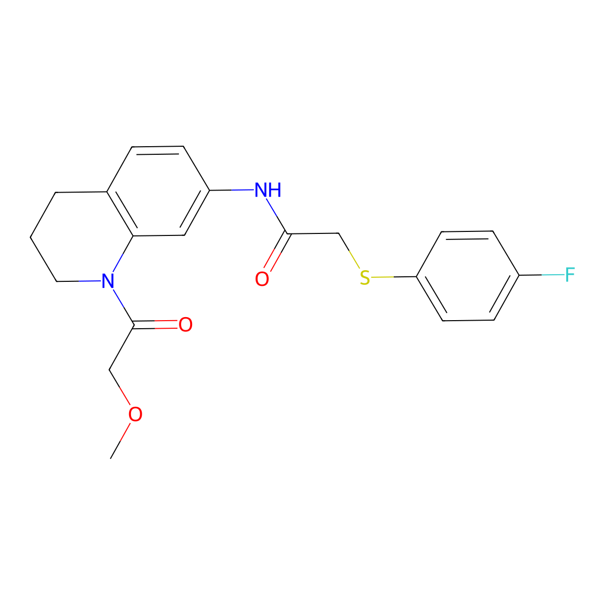 2-[(4-fluorophenyl)sulfanyl]-N-[1-(2-methoxyacetyl)-1,2,3,4-tetrahydroquinolin-7-yl]acetamide molecular structure, CAS 1207003-79-9