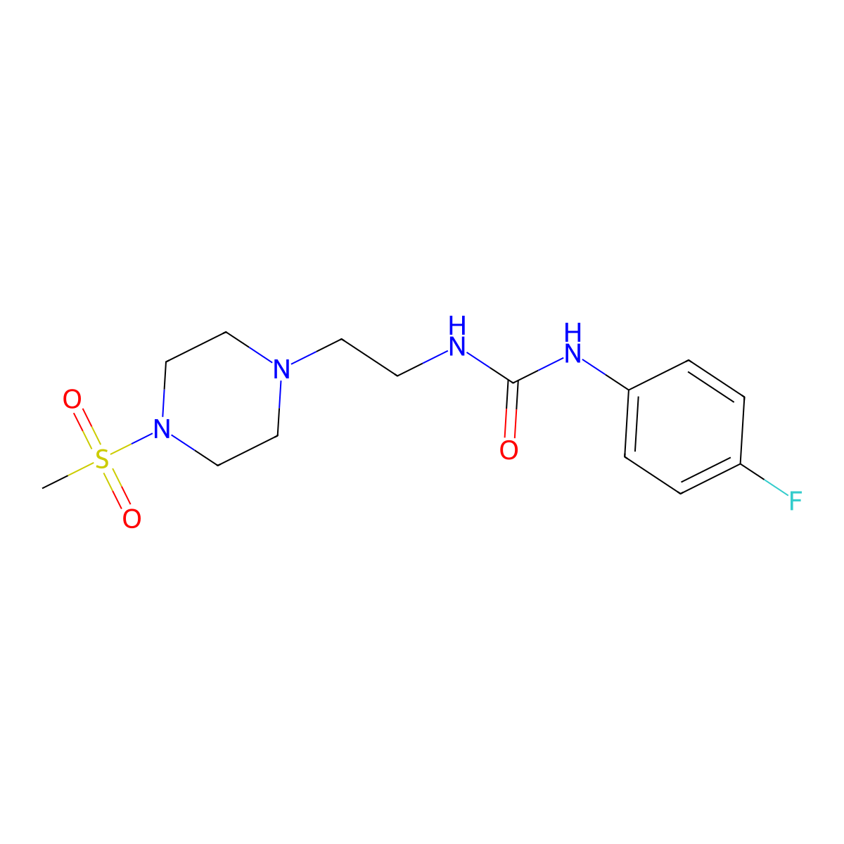 1-(4-Fluorophenyl)-3-(2-(4-(methylsulfonyl)piperazin-1-yl)ethyl)urea molecular structure, CAS 1207003-80-2