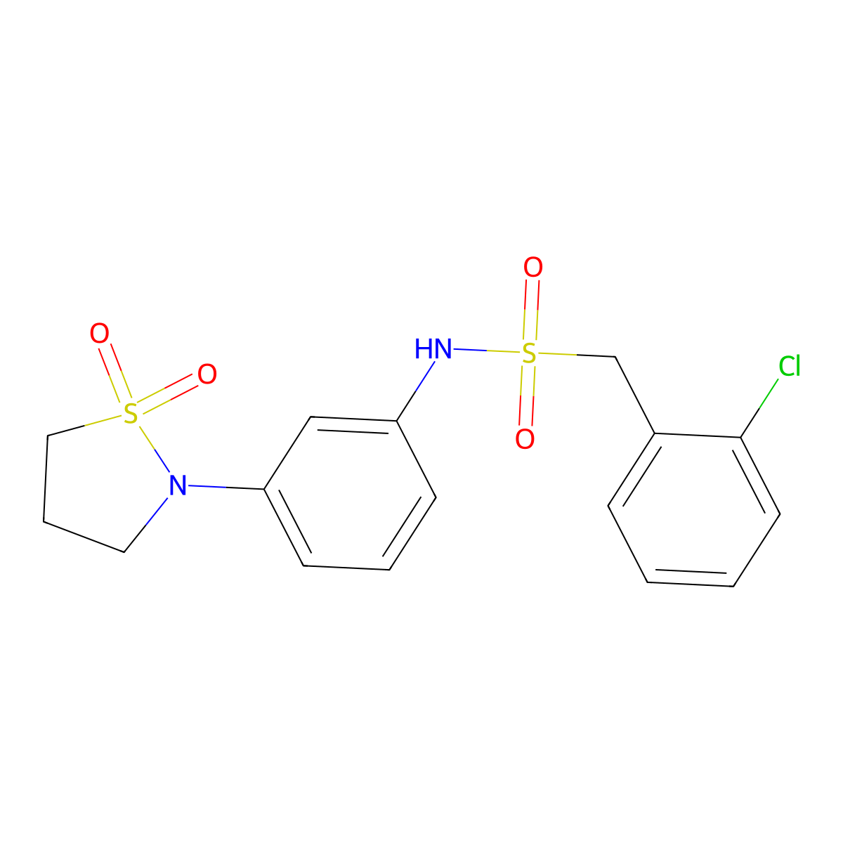 1-(2-chlorophenyl)-N-(3-(1,1-dioxidoisothiazolidin-2-yl)phenyl)methanesulfonamide molecular structure, CAS 1207003-82-4
